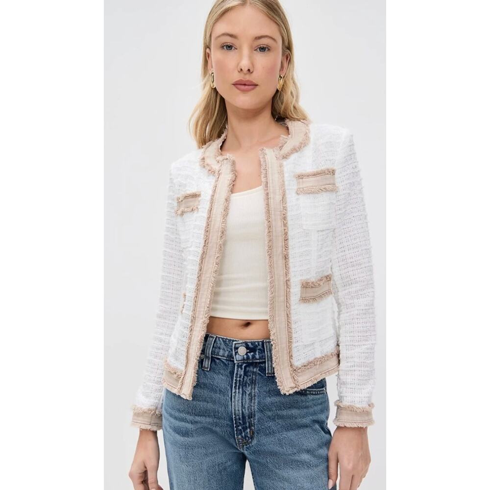 L'Agence Agnes Tweed Denim Jacket size S small